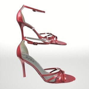 Stiletto  Heels BCBG Paris Red Strappy Dance Shoes with Ankle Strap Size 7.5